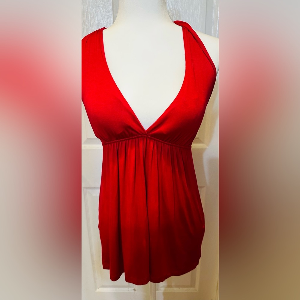 Lush Top halter red padded bra racer back v-neck size  small - Picture 4 of 10